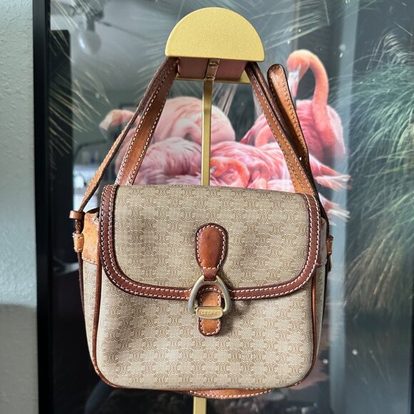 Céline Macadam Canvas‎ Crossbody Bag - Vintage in Beige/Brown EUC - Picture 1 of 10